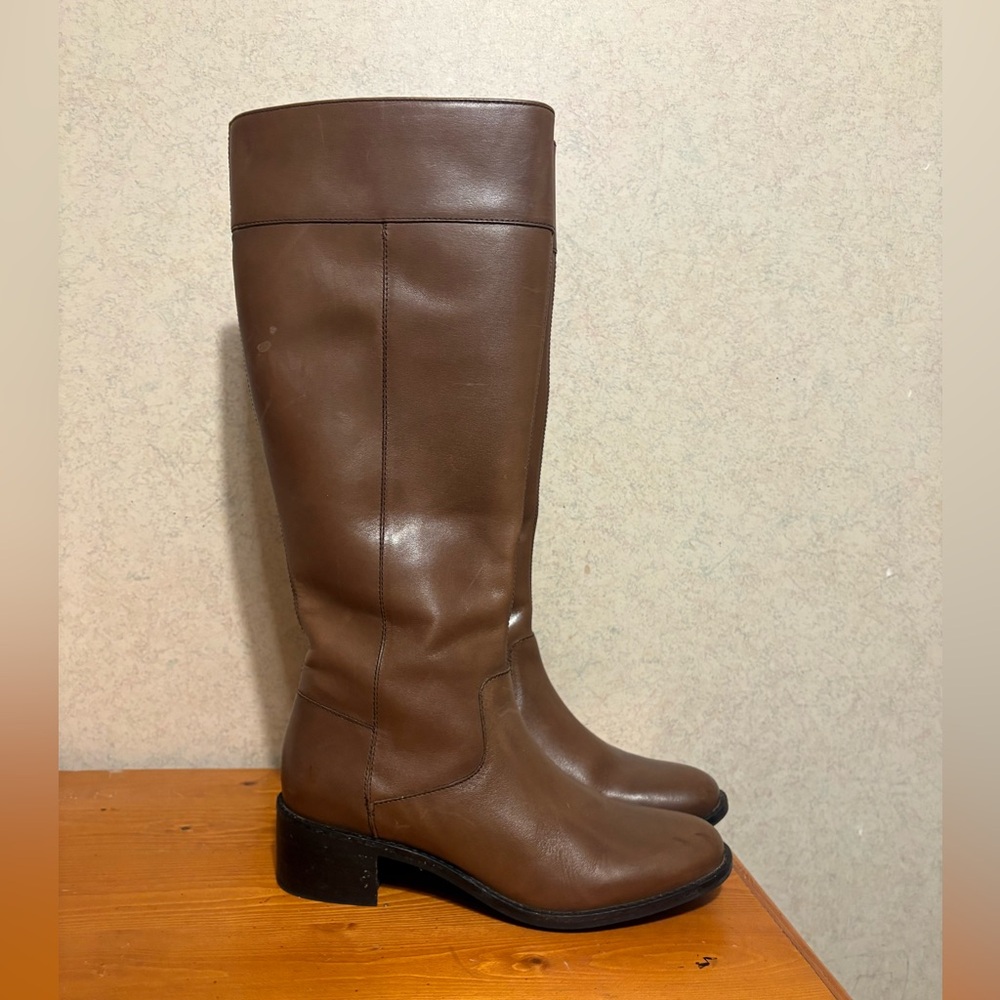 Cole Haan Cora Riding Boot Women Size 7.5 Tall Knee High Brown Leather Comfy